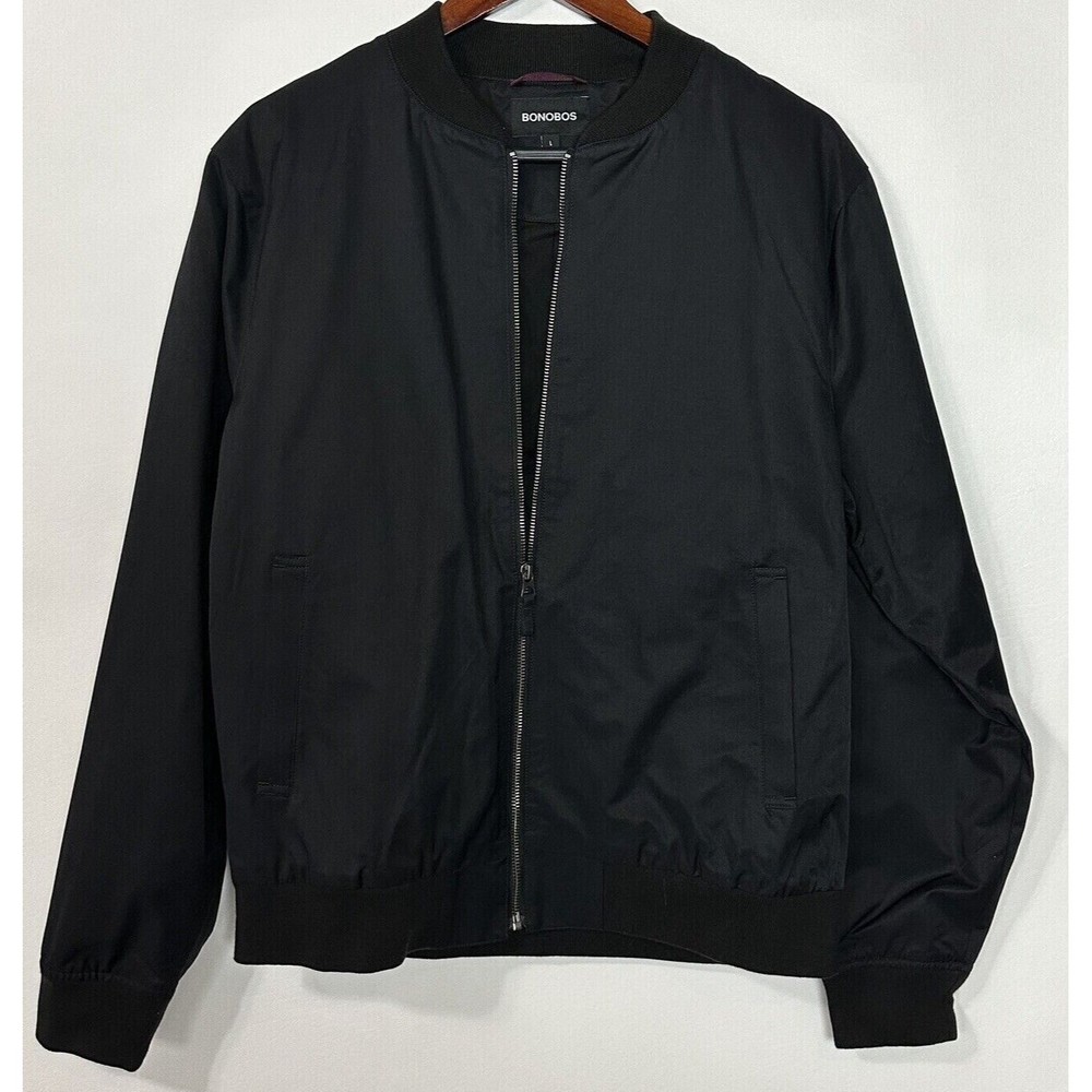 Bonobos The Boulevard Mens S Water Repellent Collar Bomber Jacket BLACK $189 - Picture 7 of 8